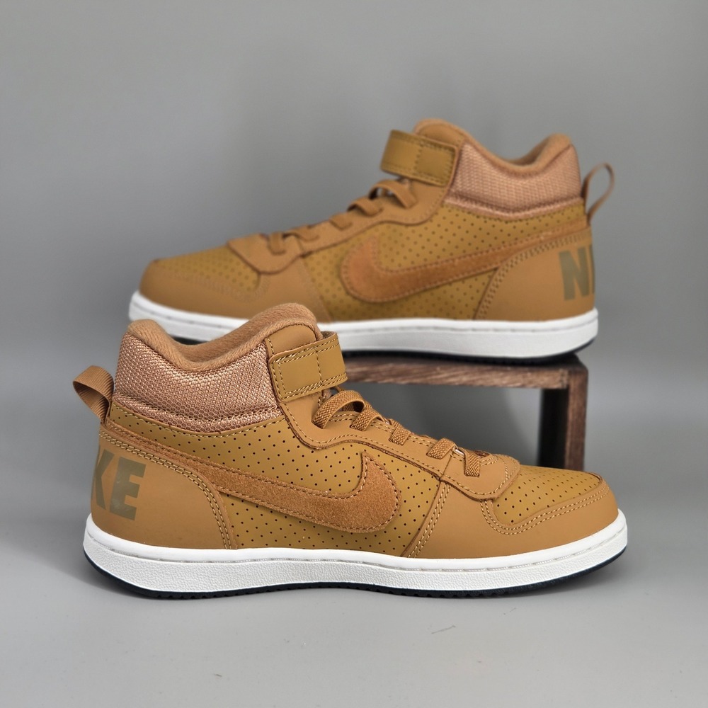 Nike Court Borough Mid PSV Kids Size 3Y Wheat High Top Streetwear Sneakers